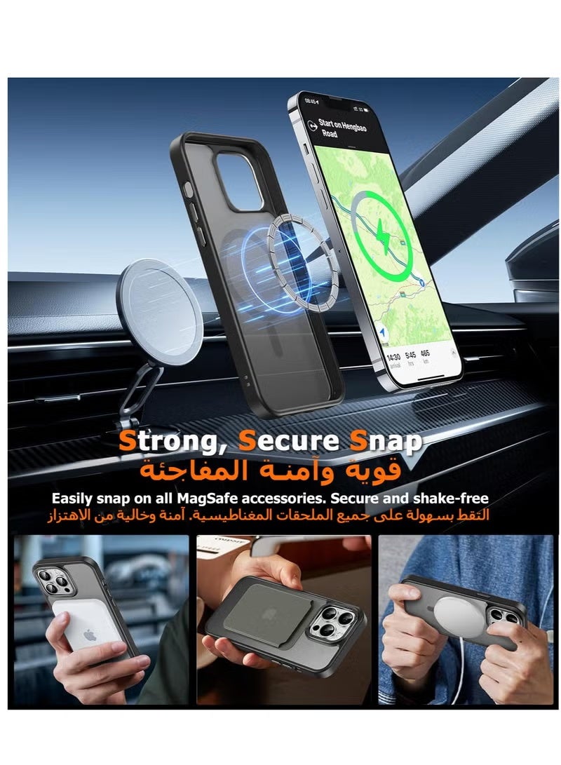 Gecomo iPhone 15 Pro Max Magnetic MagSafe Case,【Full Shockproof Protection】Translucent Matte Back, Slim Phone Cover with Strong Magnet for Apple 15 Pro Max (2023)(Black) - Image 3