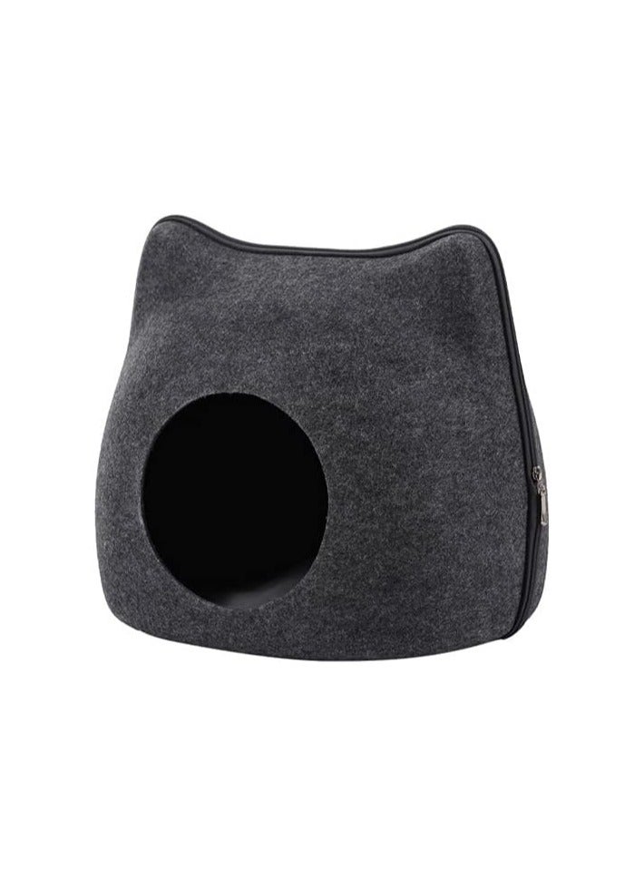 Generic Pet Beds Portable Gray Cat Shape Pet Bed Cat Cave Sleeping Bag Zipper Egg Shape Felt Cloth Pet House Nest Cat Basket With Cushion  - Image 3
