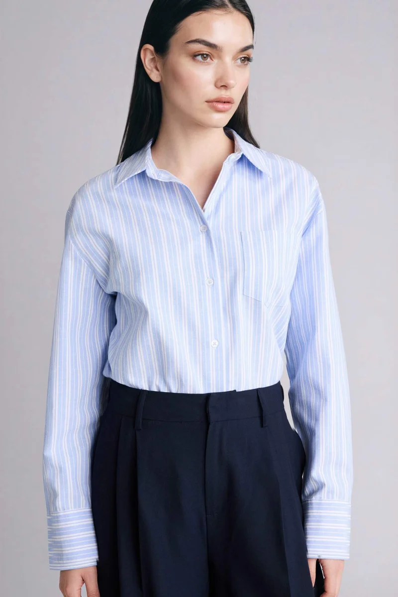 Defacto 100% Cotton Striped Oversize Shirt