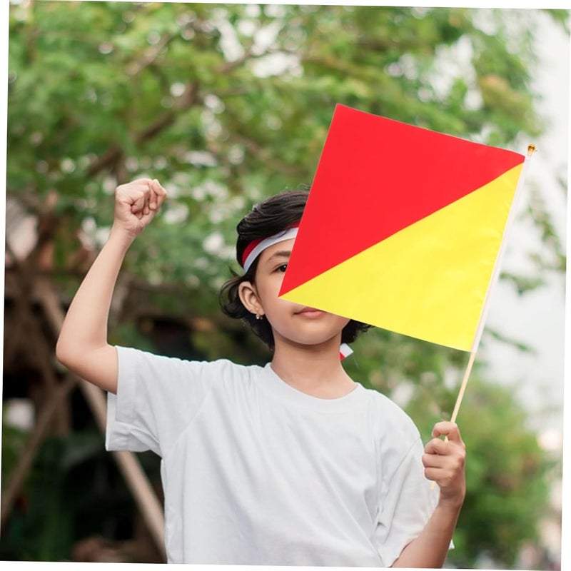 Outanaya Flag Set 2pcs Red Yellow Waving Signal Flags Match for Training Safety - Image 5