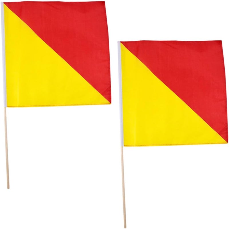 Outanaya Flag Set 2pcs Red Yellow Waving Signal Flags Match for Training Safety - Image 1