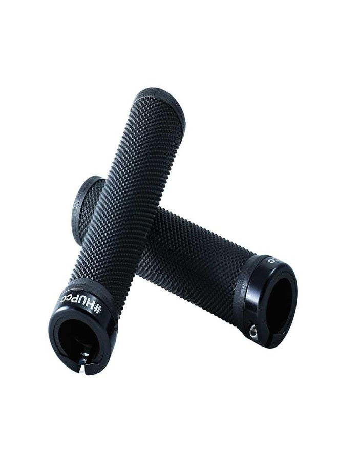 1 Pair Handlebar Grips, Double Lock Bicycle Handle Bar, for BMX, Mountain, MTB, Beach Cruiser, Scooter, Folding Bike, Soft Non Slip Rubber Hand Grip Comfortable(Black)