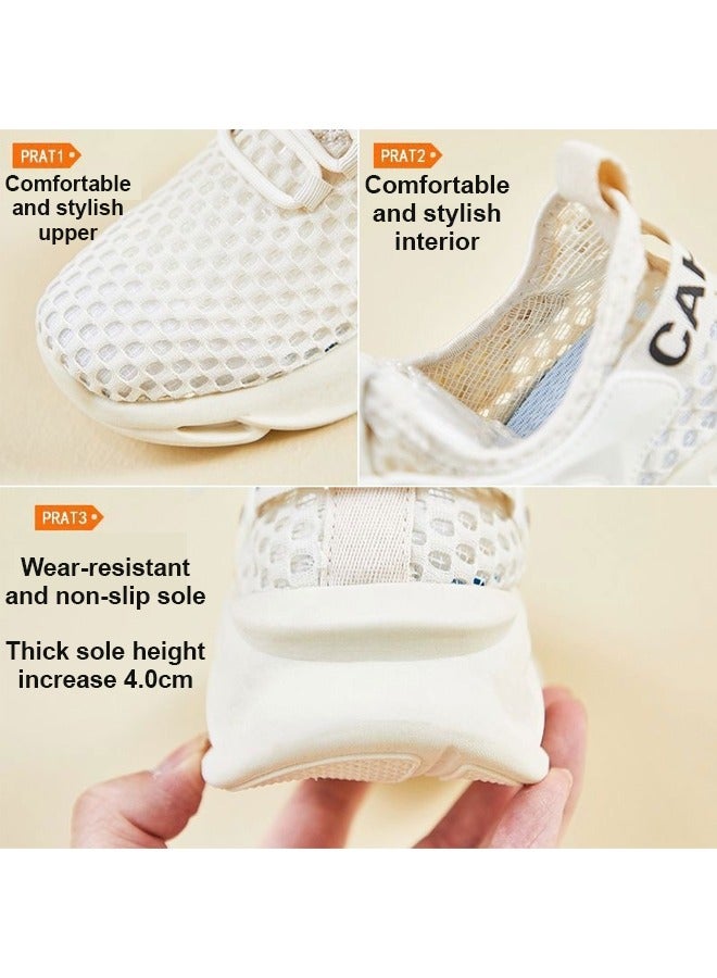 ZCM-HAPPY Hollow Mesh Sneakers for Women - Summer Casual Breathable Thin Athletic Shoes with Soft Bottom for Running, Couple Style Flying Woven Sports Shoes - Image 4