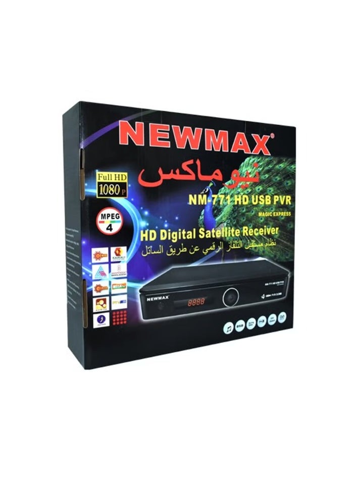 نيوماكس جهاز استقبال ستالايت Full HD 1080P USB PVR Newmax NM-771 مع Music Express و4000 قناة مع شاشة عرض بديهية  - Image 1