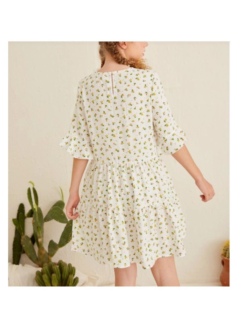 Shein - SHEIN Teen Girls Flounce Sleeve Ditsy Floral Dress - Image 1