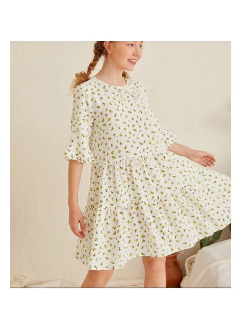 Shein - SHEIN Teen Girls Flounce Sleeve Ditsy Floral Dress - Image 1