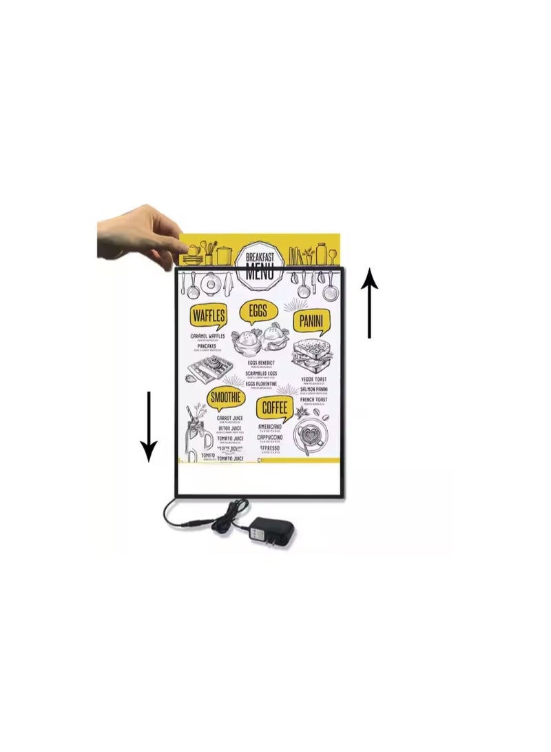 Kalon LED Light Poster Frame Display Sign Board-For Restaurants & Cafés Offices,Salons,Exhibitions Hotels with Power Adapter - Image 4