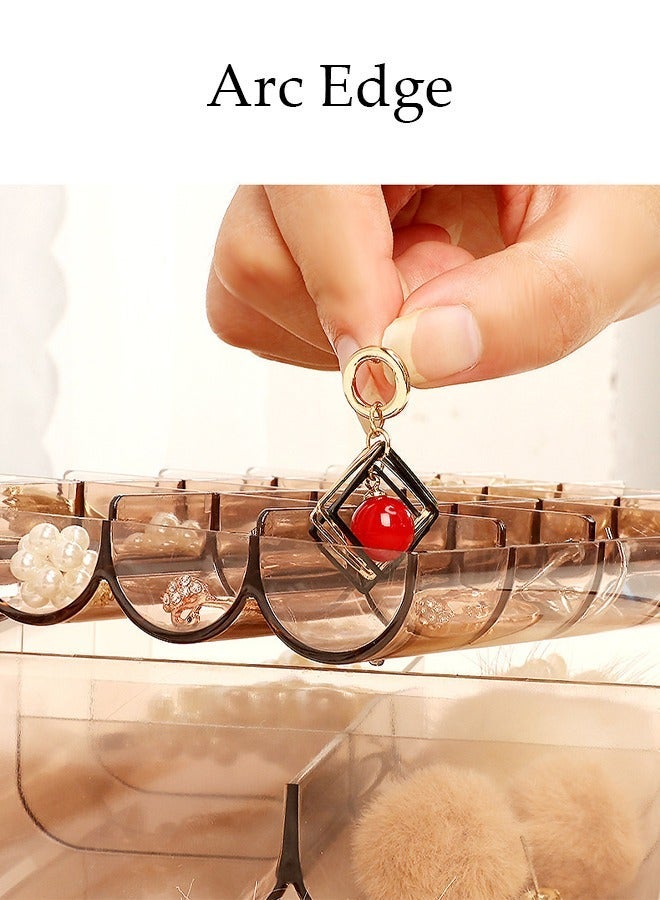 DUNISO Clear Plastic Small Jewelry Organizer 2-Layers Large Capacity Jewelry Storage Box with Lid and 30 Compartments for Hair Accessories & Beauty Supplies Earrings Necklaces Bracelets - Image 2