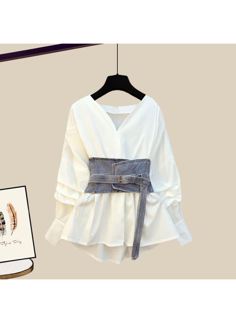 Generic - Plus Size Autum 2024 Shirt Skirt Set tunic - Image 1