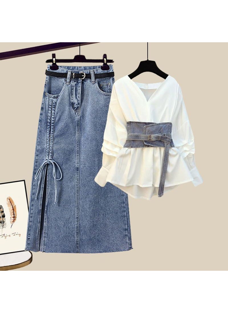 Generic - Plus Size Autum 2024 Shirt Skirt Set tunic - Image 1