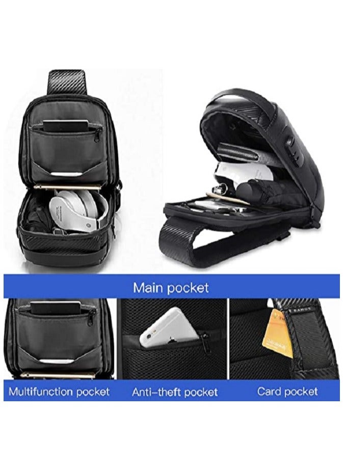 Sling Bag, Waterproof Men's Chest Bag Shoulder bags Crossbody Sling Backpack for Men,Backpack for Men/Women(Black)