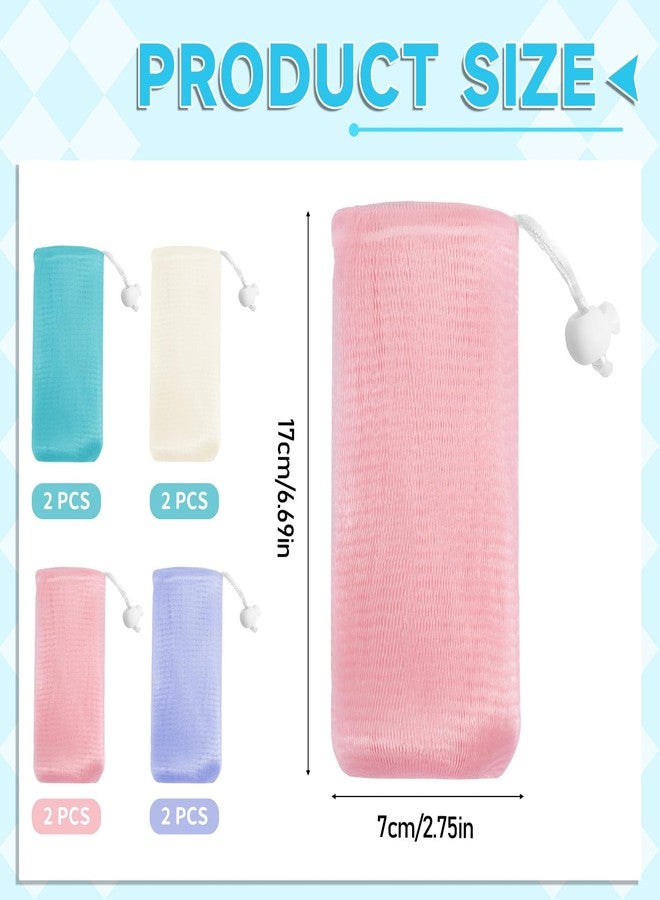 Exircy 8 PCS Soap Mesh Bag, Multicolor Bar Soap Saver Bags Soft Soaps Sleeve Portable Soaps Mesh Bags with Drawstring for Men Women Shower Facial Body Cleaning - Image 2