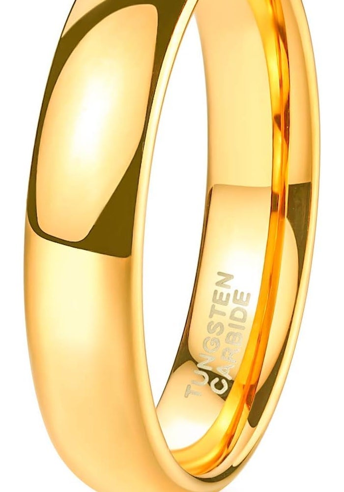 TRUMIUM 4mm Gold Plated Tungsten Wedding Band Ring for Men and Women - Comfort Fit - Image 1