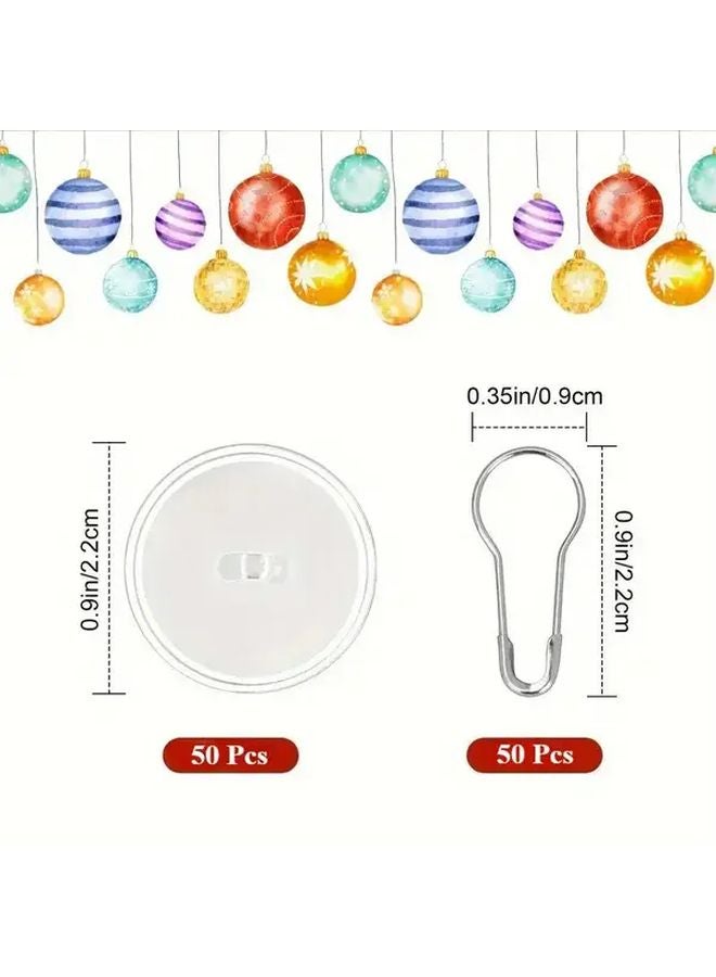 خطافات ديكور عيد الميلاد الأبيض 100 قطعة خطافات سقف ذاتية اللصق لحفلات الزفاف والأعياد - Image 5