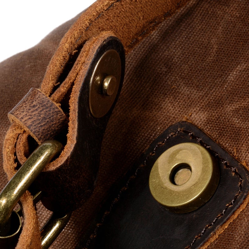 Casual Student Backpack Retro Backpack Drawstring Men'S Oil Wax Canvas Bag Trendy Cross-Body Travel Backpack - Image 5