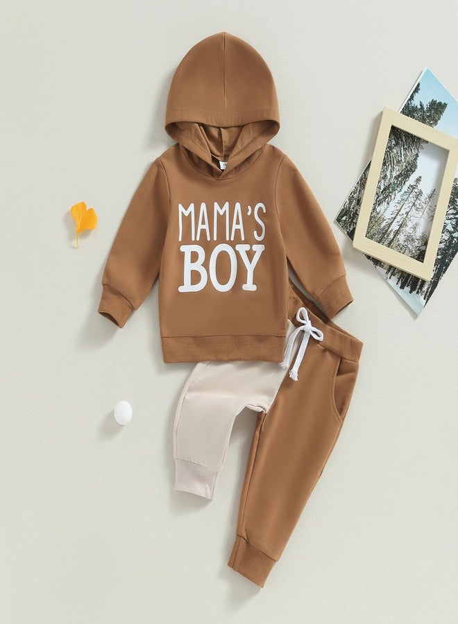 BHMAWSRT Toddler Baby Boy Outfits Long Sleeve Hooded Hoodie Sweatshirts Jeans Sweatpants Kids Boy Fall Winter Clothes (Khaki, 2-3 Years) - Image 2