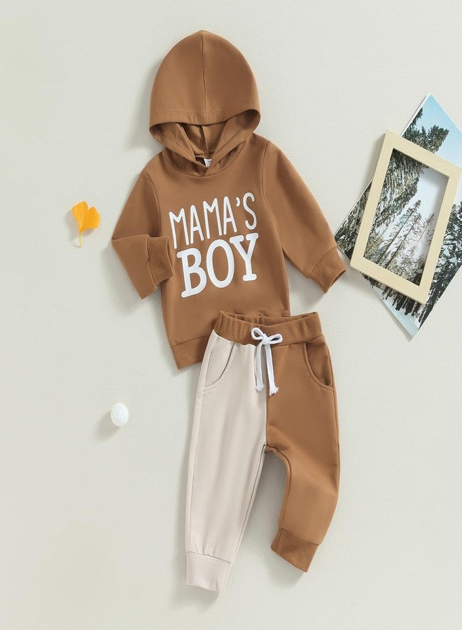 BHMAWSRT Toddler Baby Boy Outfits Long Sleeve Hooded Hoodie Sweatshirts Jeans Sweatpants Kids Boy Fall Winter Clothes (Khaki, 2-3 Years) - Image 3