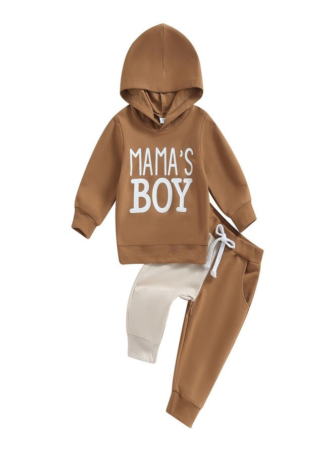 BHMAWSRT Toddler Baby Boy Outfits Long Sleeve Hooded Hoodie Sweatshirts Jeans Sweatpants Kids Boy Fall Winter Clothes (Khaki, 2-3 Years) - Image 1