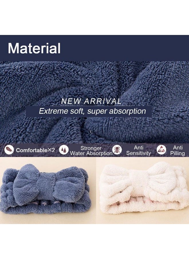 SweetCat SweetCat Microfiber Bowtie Headbands, Extrame Soft & Ultra Absorbent, Comfort to Makeup Wash Spa Yoga Shower Facial Hair Band for Girls and Women (Blue+White)  - Image 5