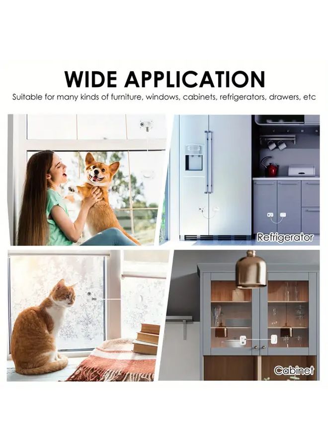 4 Pcs White Non Tampering Protective Lock With Key Self Adhesive Anti Theft Safety For Refrigerator Cabinet - Image 5