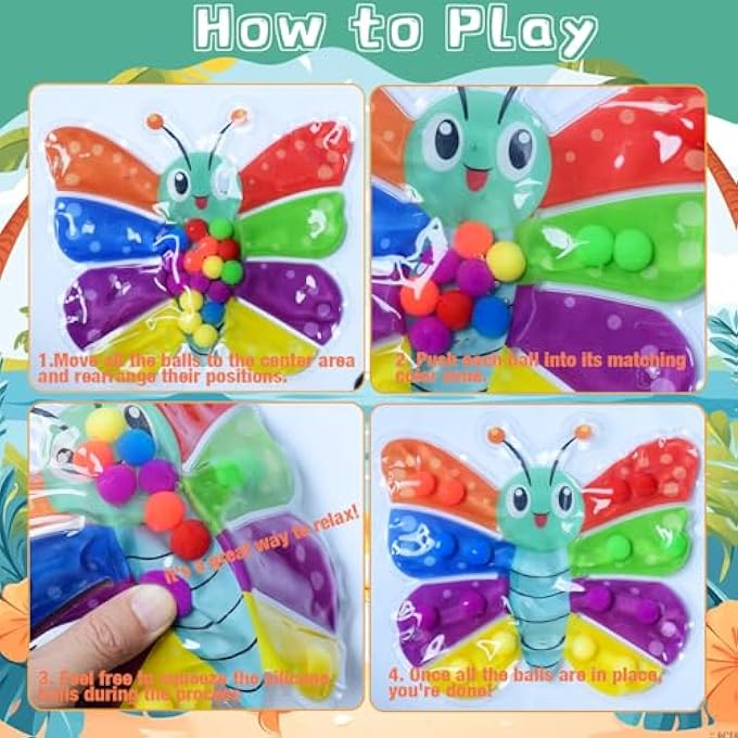 MONTESSORI SORTING GAME FOR CHILDREN, MOTOR SKILLS LEARNING TOY WITH BUTTERFLY AND BEE, EDUCATIONAL TRAVEL TOY, 3-5 YEARS - Image 4