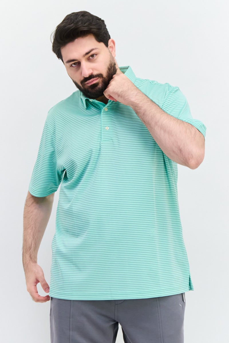 Greg Norman تي شيرت بولو رياضي للرجال بأكمام قصيرة، أخضر نعناعي - Image 1