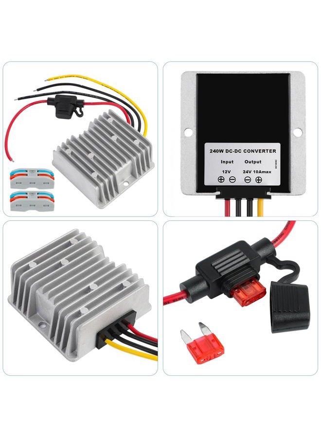 SUPERNIGHT DC 12V Step Up to 24V 10A 240W DC Boost Converter with Fuse Waterproof Voltage Regulator Module Transformer for Golf Cart Club Car LED Strip Light - Image 2