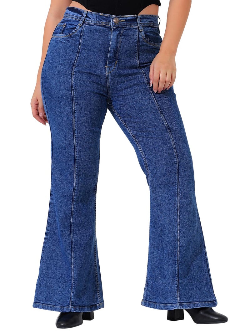 Nifty Women's Denim Stretchable Plus Size Boot Cut Jeans (1452_Plus_BTA_34_Medium_Blue_34) - Image 1