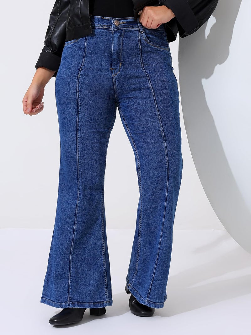Nifty Women's Denim Stretchable Plus Size Boot Cut Jeans (1452_Plus_BTA_34_Medium_Blue_34) - Image 2