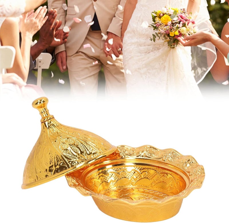 Turkish Sugar Bowl with Lid, Zinc Alloy Vintage Gold Candy Dish Brass Sugar Chocolate Serving Dish Bowl for Home and Kitchen Coffee Bar - Image 5