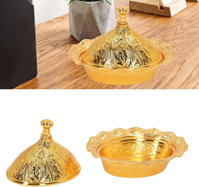 Turkish Sugar Bowl with Lid, Zinc Alloy Vintage Gold Candy Dish Brass Sugar Chocolate Serving Dish Bowl for Home and Kitchen Coffee Bar - Image 4