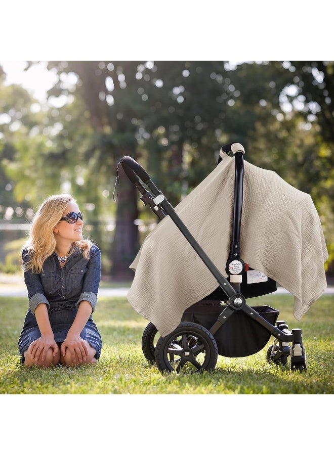 Metplus Muslin Car Seat Cover for Babies - Carseat Stroller Cover Infant Stroller Covers for Boys and Girls, Breathable & Lightweight, Fits Most Strollers & Baby Car Seats - Image 5
