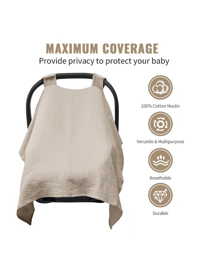 Metplus Muslin Car Seat Cover for Babies - Carseat Stroller Cover Infant Stroller Covers for Boys and Girls, Breathable & Lightweight, Fits Most Strollers & Baby Car Seats - Image 2