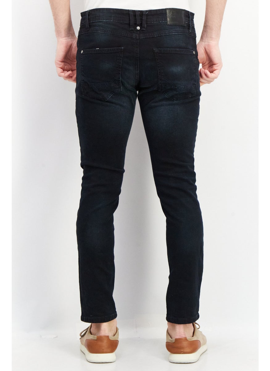 DUCK AND COVER Men Slim Fit Dark Wash Stretchable Jeans, Navy  - Image 4