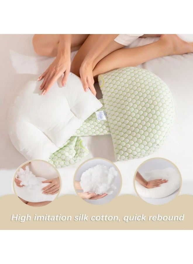 Pregnancy Pillow for Women, Soft Pregnancy Pillow, Back, Hip, Leg Support, Maternity Pillow with Removable and Adjustable Pillow Cover, Platinum