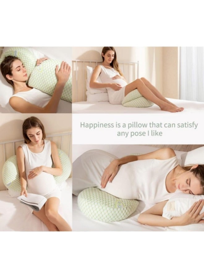 Pregnancy Pillow for Women, Soft Pregnancy Pillow, Back, Hip, Leg Support, Maternity Pillow with Removable and Adjustable Pillow Cover, Platinum