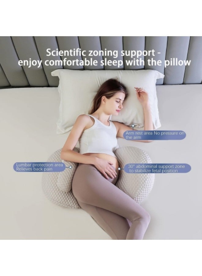 Pregnancy Pillow for Women, Soft Pregnancy Pillow, Back, Hip, Leg Support, Maternity Pillow with Removable and Adjustable Pillow Cover, Platinum