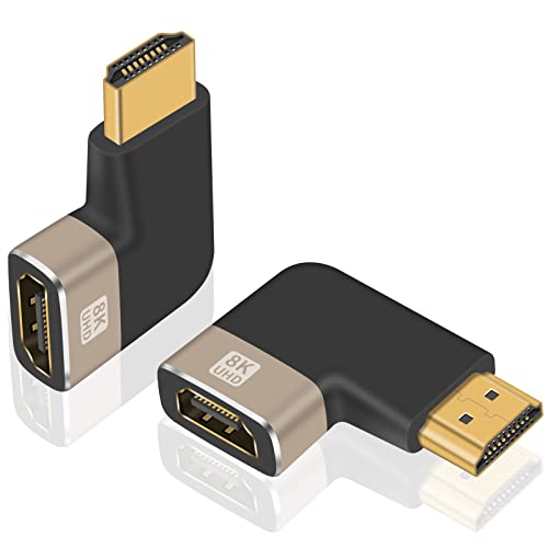 Duttek Right Angle HDMI Adapter Male to Female 2.1 Version, 8K 90 Degree High Speed 48Gbps Support for Audio and Video Transmission, TV, Roku, Fire Stick (2 Pack) - Image 1