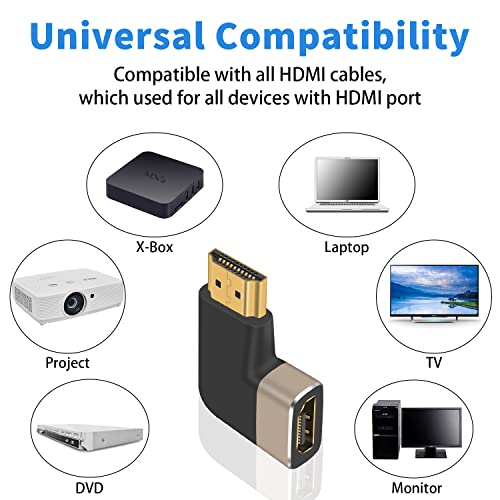 Duttek Right Angle HDMI Adapter Male to Female 2.1 Version, 8K 90 Degree High Speed 48Gbps Support for Audio and Video Transmission, TV, Roku, Fire Stick (2 Pack) - Image 5