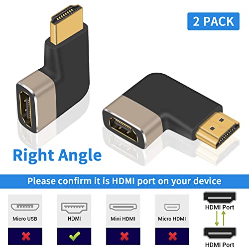 Duttek Right Angle HDMI Adapter Male to Female 2.1 Version, 8K 90 Degree High Speed 48Gbps Support for Audio and Video Transmission, TV, Roku, Fire Stick (2 Pack) - Image 3