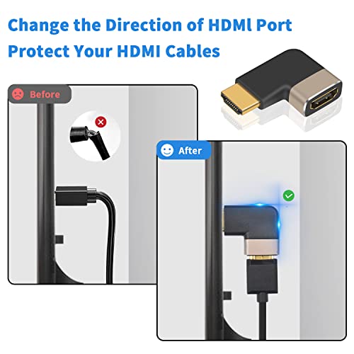 Duttek Right Angle HDMI Adapter Male to Female 2.1 Version, 8K 90 Degree High Speed 48Gbps Support for Audio and Video Transmission, TV, Roku, Fire Stick (2 Pack) - Image 2