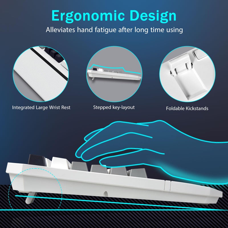 Redragon Mechanical Gaming Keyboard Wired, Light Up Backlit, Linear Switches, 104 Keys Anti-Ghosting, Big Wrist Rest, Metal Frame, Durable Keycaps for Computer PC Mac Xbox Gamers - Image 5