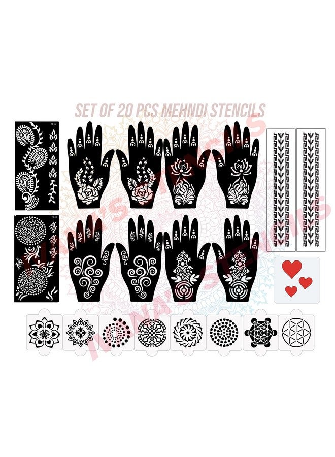 ivana's Set Of 20 Pcs Combo Pack, Reusable Mehandi Design Sticker Stencils For Both Hand | Mehandi Design | Quick And Easy To Use, For Girls, Women, Kids & Teen, D-2224 - Image 2