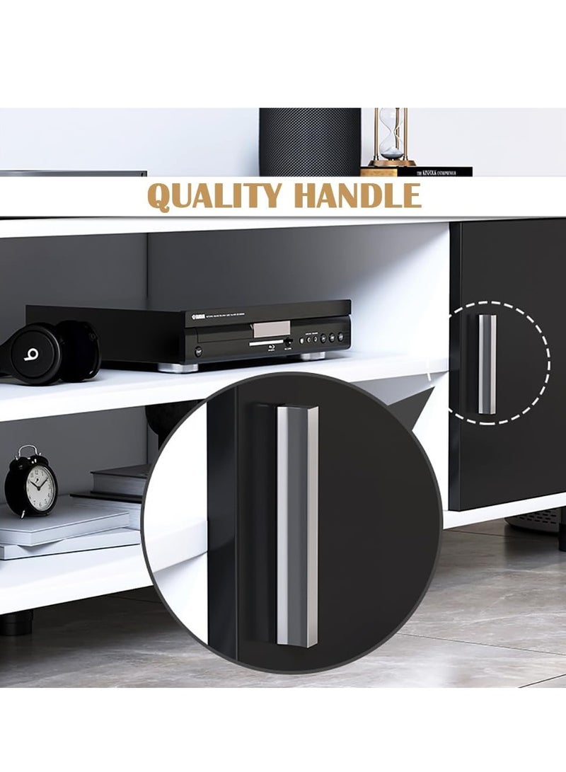 Generic TV Cabinet Morden TV Table Glass Desktop TV Stand with Drawers and Open Storage for Office Living Room Bedroom - Image 4