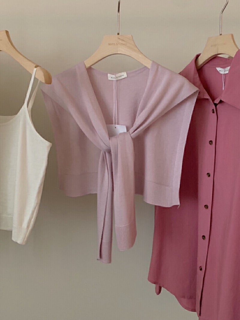 MISS STUDIO 2024 Spring Korean Knit Shawl for Women 2053 Light pink 