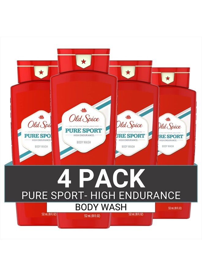 Old Spice High Endurance Body Wash for Men, Pure Sport Scent, 18 FL OZ (532 mL) (Pack of 4) - Image 1
