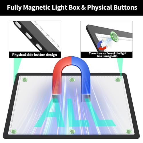 TOHETO Rechargeable A2 Light Pad for Diamond Painting 25.2''x18.4'', Magnetic Diamond Art Light Board, Wireless Lightbox for Tracing and Drawing, Cordless LED Light Table for Sketching, Weeding Vinyl - Image 5