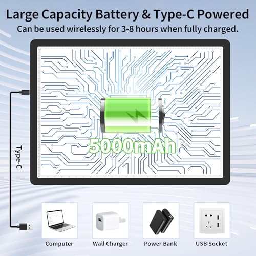 TOHETO Rechargeable A2 Light Pad for Diamond Painting 25.2''x18.4'', Magnetic Diamond Art Light Board, Wireless Lightbox for Tracing and Drawing, Cordless LED Light Table for Sketching, Weeding Vinyl - Image 3