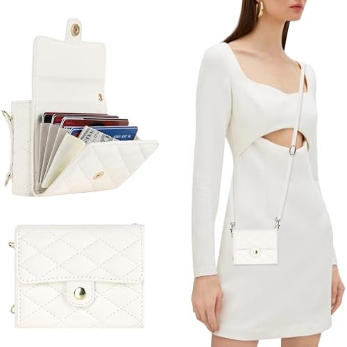 XIMAND for Samsung Galaxy Z Flip 6 Accordion Crossbody Wallet Case, 4 Card Slots, RFID Blocking, and Adjustable Strap - Stylish and Versatile Accessory for The Modern Chic Woman (White) - Image 2