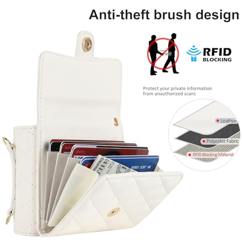 XIMAND for Samsung Galaxy Z Flip 6 Accordion Crossbody Wallet Case, 4 Card Slots, RFID Blocking, and Adjustable Strap - Stylish and Versatile Accessory for The Modern Chic Woman (White) - Image 5